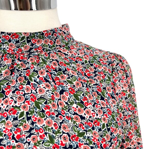 Boden Floral High Neck Long Sleeve A-Line Dress Multicolor Size 6 - Picture 4 of 13
